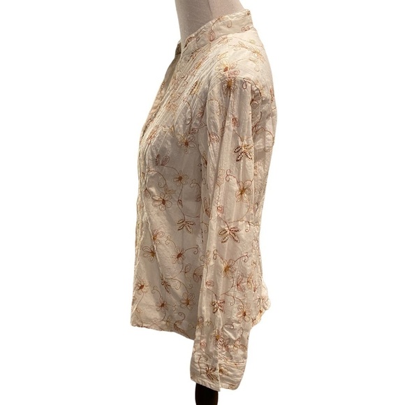 Lee Women’s Button Up Floral Bohemian Embroidered Long Sleeve Top. Size Large - Picture 4 of 11